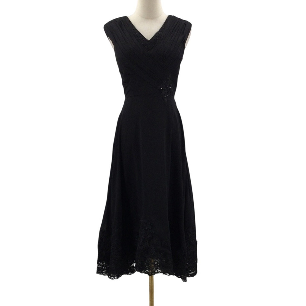 FORMAL 2 XS black chiffon beaded sequin embroidered mother of bride dress 0B4